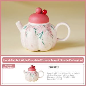 JISU | Hand-painted Purple Wisteria Separated Tea Ceramic Teapot