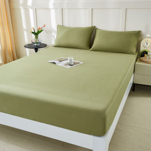 ผ้าคลุมหน้าเตียงแบบครอบเต็มผ้าฝ้ายแท้ ป้องกันฝุ่น กันลื่น ผ้าฝ้ายแท้ 100% ผ้าฝ้ายลายสีพื้น ผ้าฝ้ายทอแบบมีทาง