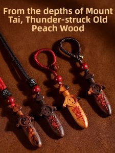YISHUIGE | Natural Thunderstruck Peach Wood Sword Pendant
