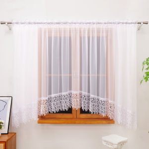 1PC Sheer Curtains Embroidered Lace Semi-Transparent Lightweight UV Protection Drapes for Living Room Festivals Decoration