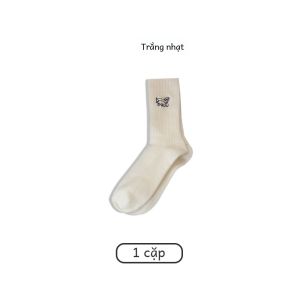 Dễ Thương Tất Thêu Thỏ Nhỏ Cao Đến Bắp Chân Tất Mùa Thu Mùa Đông Cotton Vải Bông Nhà Thoải Mái Hoạt Hình Tất Đi Học Họa Tiết Dành Cho Nữ