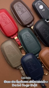Bao Da Chìa Khoá Ô Tô FOR-E3 Ford Everest 2018 2024 Smartkey 3 Nút Bấm Ốp Chìa Khoá Ép Form Da Togo Thật May Thủ Công