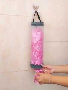Kitchen Plastic Mesh Garbage Bag Organizer Dispenser Trash Bags Holder Trash Bag Storage Garbage Bag