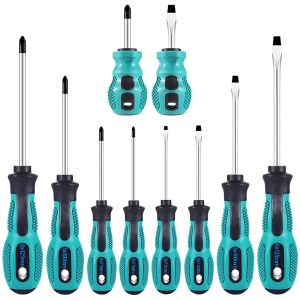 Repair Tool Set-Magnetic Precision Screwdriver Kit with Phillips and Flat Head Non-Slip Handle Screwdriver Tool Set
