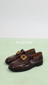 PAZZION 533-2 Nadine Gold Buckle Square Toe Loafers