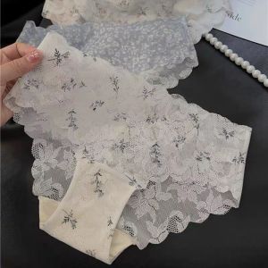 Quần Lót Tam Giác Cotton Nguyên Chất Gợi Cảm Mỏng Thoáng Khí Không Đường May Cạp Vừa Viền Ren Viền Sóng Nửa Trong Suốt