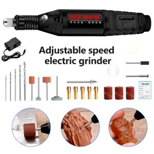 1 Set Mesin Gerinda Mini Elektrik 100V-240V Pengaturan Tanpa Langkah Kecepatan Electric Grinder Mengukir Alat set untuk Milling Polishing 3000-18000 Putaran/Menit