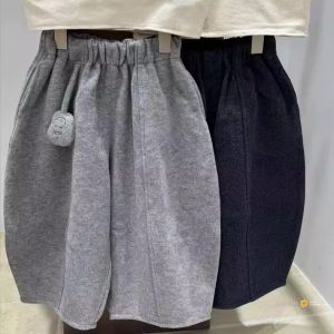 Comfortable Baby Boys Girls Knife-Edge Pants Loose Fit Fashionable Solid Color High Waist Straight Leg Korean Style Cotton Trousers