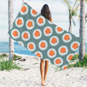 BILIBILI | Autumn Pumpkin Check Print Quick Drying Microfiber Beach Towel Lightweight for Swimming Camping Yoga - Bath Towel