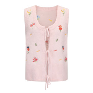 Spring Summer Floral Embroidery Alpaca Vest
