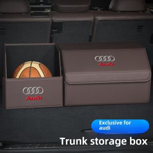 Audi Car Trunk Storage Box A4L A6L A8L A3 Q2L Q3 Q5L Q7 Organizer Waterproof Leather Simple Style Handheld Box Vehicle Accessories
