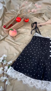 🤍KHUN🤍 เสื้อสายเดี่ยวผูกไหล่ แต่งลูกไม้(SP10)