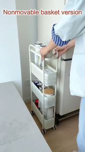 Nodric Small Space Withdrawable Trolley Cart Organizer Kitchen Pull Out Rack Basket Rack Organzier Mobile Pullout Storage Shelf