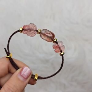 Q88 Vòng lu thống cỏ 4 lá hồ ly Thạch Anh Tóc Đỏ cho Hỏa và Thổ - Phong Thuỷ TUDO P