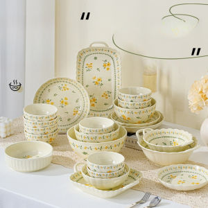 Dishes and Dishes Set Ceramic Bowls and Plates Binaural Bowls Ceramic Tableware Set Dinner Set Pratos De Jantar Teller Prato