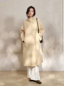 Stand Collar Wool Coat Insulated Loose Office