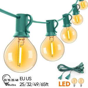 Waterproof G40 LED String light Outdoor Connectable Street Garland Amber Glass E12 220V EU Plug LED Fairy Lights Terrace Garden Decoration Room Decoration Party Lighting