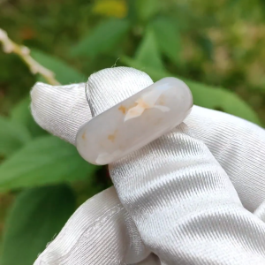 Golden Yellow Patches on this Translucent Natural Type A Jadeite Ring with oversea certificate weight 8.66 grams 16.6 * 9.6 * 5.3 mm (Internal diameter finger size: 16.6mm) - Wear with style suitable for all type of occasions (ring2)