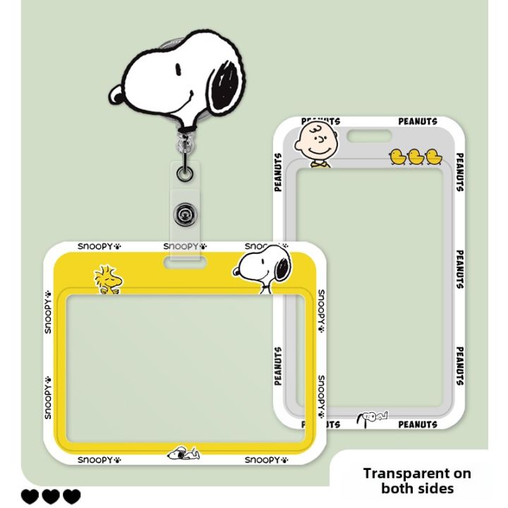 Cute Cartoon Snoopy Transparent ID Card Holder Couple Style Horizontal ...