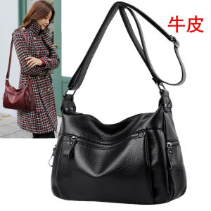 Large Capacity Soft Leather Crossbody Bag Womens Shoulder Bag Casual Style Fashionable All-Match Middle-Aged Mother Bag