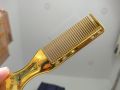 Chổi Phủi Tóc Nam Lông Mềm Kèm Lược. Cây Phủi Tóc Nam Barber 2 Đầu Vàng 24K Siêu Đẹp.. 