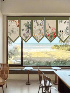 New Chinese Style Door Curtain Short Half Living Room Partition Decorative Hanging Flag Bedroom Decor Blocking Curtain