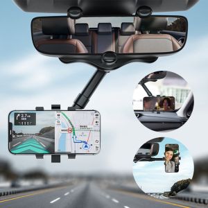 Car Front Mirror Clip Phone Holder In-Car Rear View Mirror Mount 360 Degree Rotated Phone Bracket