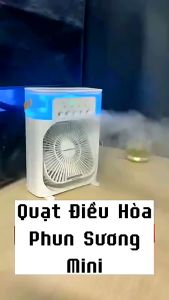 Quạt Điều Hòa Phun Sương Mini - Quạt Làm Mát Bằng Hơi Nước Để Bàn 3 Chế Độ Tích Hợp Đèn Led Cổng Sạc USB