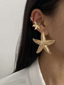 Ingemark | Ingemark 4Pcs Bohemian Exaggerated Large Starfish Stud Earrings for Women Trendy Creative Party Beach Earring Charm Jewelry Gift