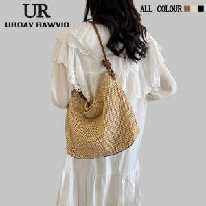 UR Large Capacity Woven Tote Bag Womens Fashionable Casual Beach Vacation Grass Weave Bag New 2025 Stylish All-Match