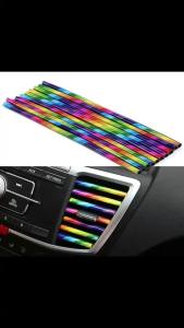 Car Accessories Colorful DIY Interior Air Conditioner Outlet Vent Grille Chrome Decoration Strip Silvery Styling 10pcs