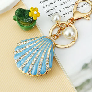 Cute Pearl Shell Car Keychain Girls Creative Exquisite Bag Pendant Zinc Alloy Cartoon Series Festive Gift
