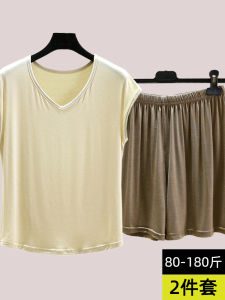 New Modal Sleeveless V-neck T-shirt Women Summer Thin Casual Loose plus Size Shorts Two-piece Set Comfortable Sleepwear