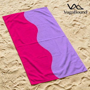 Pink-Purple Wavy Split Luxury Beach Towels Crafted from Combed Cotton Plush and Absorbent Beach Towel or Pool Towels