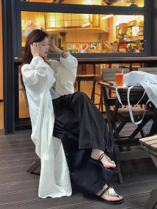 XUECAIQI | White Loose Lazy Style Outfit