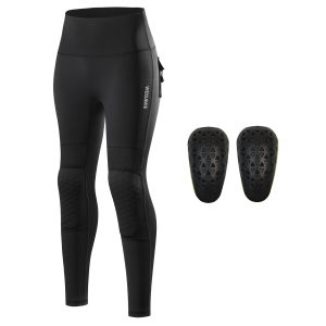 WOSAWE | WOSAWE Women Fleece Lined Motorcycle Riding Pants High Waist Thermal Stretchy Pant Butt Lift Push Up with Removable Knee Pads