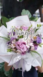 (5 Lembar) TRANSLUCENT GOLD LINE - FLOWER WRAPPING PAPER CELLOPHANE GOLD LINE COLOR