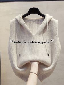 French Design Casual Outerwear Knitted Vest