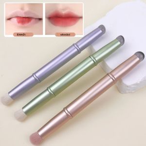 แปรงทาปากสองหัว 1 ชิ้น เปลือกอลูมิเนียมอัลลอยด์ ฝาครอบกันฝุ่น แปรงแต่งหน้า แปรงทาปากเยลลี่ อุปกรณ์แต่งหน้า แต่งหน้า bru