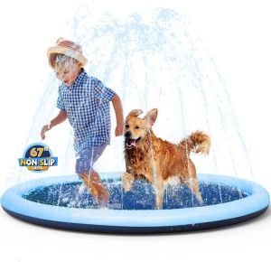 Durable Non-Slip Splash Pad for Kids and Dog 39"/59"/67" Thicken Sprinkler Pool Summer Outdoor Water Toys - Fun Backyard Fountain Play Mat for Baby Girls Boys Children or Pet Dog