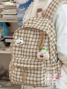 Fresh Gingham Girls Schoolbag Female K-style High School Student Junior High School Girls Wild Backpack Large-Capacity Backpack