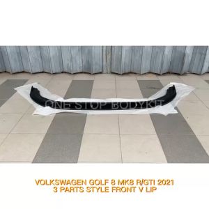 VOLKSWAGEN GOLF 8 MK8 R/GTI 2021 3 PARTS STYLE FRONT V LIP FRONT BUMPER LIP ABS SKIRT LIP BODYKIT (PIANO BLACK)