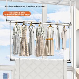 Adjustable Stainless Steel No-Drilling Hanging Clothes Drying Rack
