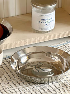 Nhà Bếp Phong Cách Hàn Quốc INS Thắt Nút Bướm Đĩa Đựng Thức Ăn Tròn Bằng Thép Không Gỉ 316 Đĩa Đựng Thức Ăn Để Bàn Đĩa Đựng Đồ Ăn Nhẹ