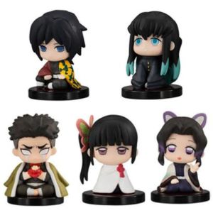 Bandai | 5 Style/Set Q Version Demon Slayer Sitting Ghost Doll Tanjiro Nidouzi Inosuke Zenizu Figure Action Figure Movie Model Toys Doll
