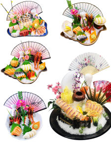 Hotel Style Sushi Decoration Plate Seafood Decoration Tool Creative Dish Decor Fan Shape Raw Fish Decoration Kitchen Tool