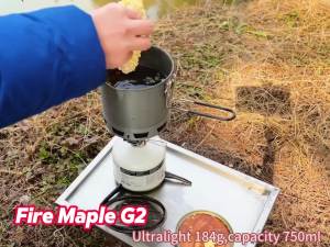 Fire Maple G2 Pot Lightweight 184g 750ml Heat Exchange Cookware Fast Heating Backpacking Cookware BC Hiking Fishing Picnic Outdoor Camping trekking Cooking Multi-Function Pot