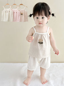 Ladies Cotton Vest Top Summer Outfit Thin Strap Lightweight Breathable Pure Cotton Baby Outfit for 0-3 Years Old Girls