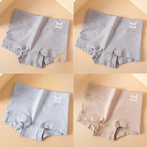 miiow | Pure Cotton Mid High Waist Womens Briefs Anti-bacterial Seamless Anti-exposure Safety Pants Flat Angle Underwear For Ladies