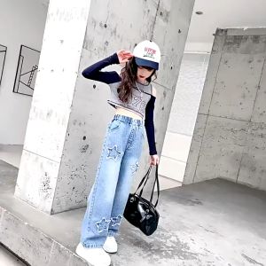 New jeans Pants for Kids Girl Star Design Maong Pants for Teens Girl Skinny Jeans for Kids Girl 7 to 16 Girls Jeans